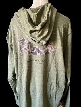 Southern Marsh Camo Duck Hoodie Tee – Washed Dark Green, size 2XL NWT